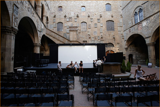 Rehearsing in the Bargello Museum courtyard