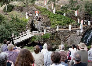 devotees at Holy Cat Grotto celebrating  the anniversary of Robert the Cat's death: July 4, 2005  