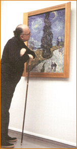 Adi Da studying Van Gogh's Country Road in Provence by Night