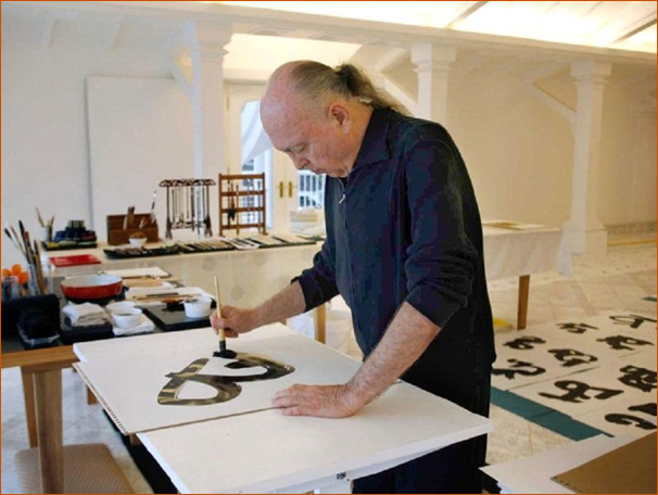 Adi Da at work on His Image-Art