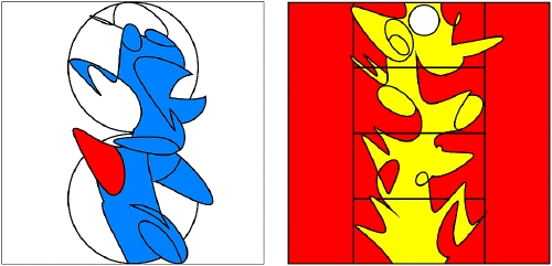 Eurydice One: The Illusory Fall of The Bicycle Into The Sub-Atomic Parallel Worlds of Primary Color and Point of View - Part Three: The Abstract Narative In Geome and Linead  (Second Stage) - III, 4 (Diptych)