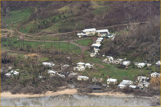 Qaravi, after cyclone (aerial view of the village, provided  by the Fijian government)