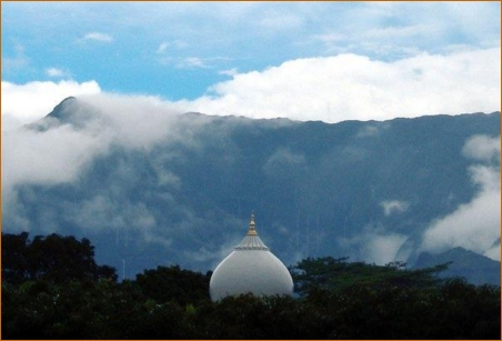 The Dome of Temple Adi Da with Mt. Waialeale in the background