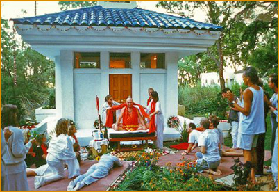 Adi Da installs the ashes of His mother, Dorothy Jones, in Sri Adi Da Pitamata Asthi Mantapa, October 1, 1995