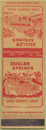 Seigler Springs matchbook