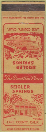 Seigler Springs matchbook