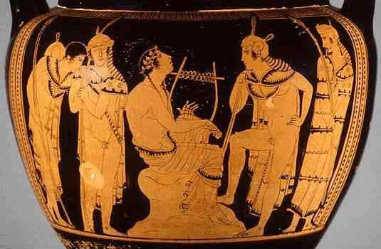 Orpheus playing music for the Thracians