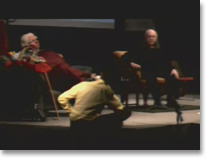 Adi Da with 
two other devotees in a scene from The Scapegoat Book