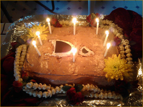<span class=caption>Adi Da Jayanthi birthday cake at a small devotee  party in Oakland, California (November 3, 2012)