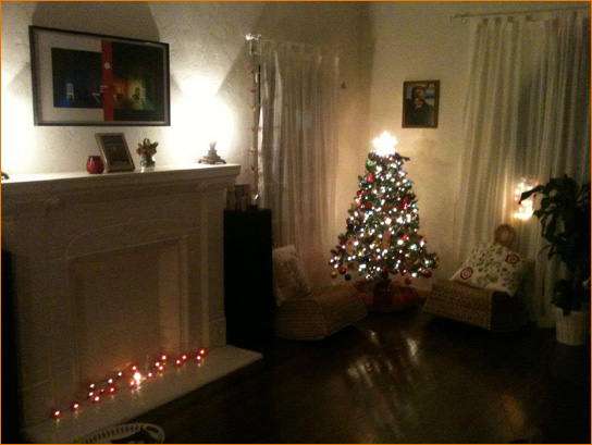 A decorated tree in the home of devotees in Los Angeles, California, November, 2012.