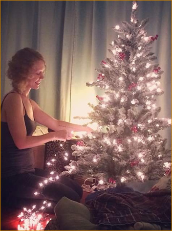 Aura Bakker decorating tree in California, December, 2014