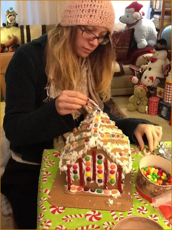 Making a gingerbread house in Loch Lomond, California, December, 2012.
